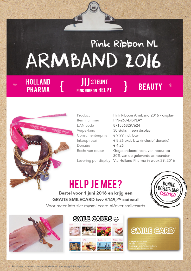 Pink Ribbon Armband 2016